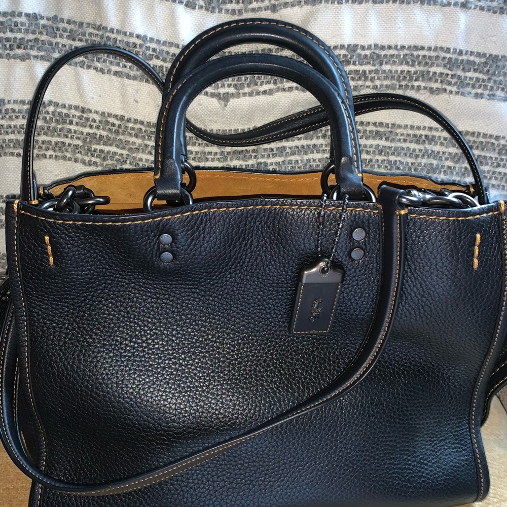 Coach Black Leather Tote Bag